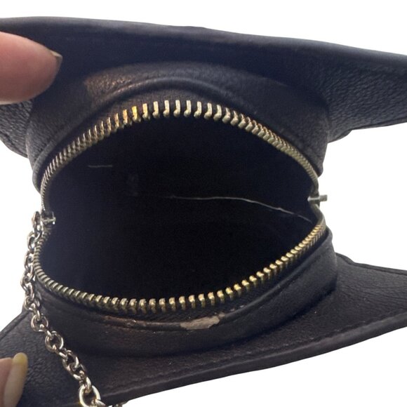 BCBG Max Azria Black Owl Wristlet Purse With Chain Strap & Zipper Closure - Picture 4 of 6